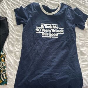 Navy Blue Graphic Ringer T-Shirt